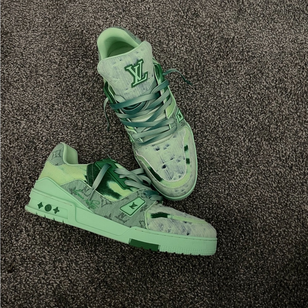 Louis Vuitton Mint Green Patterned Sneakers